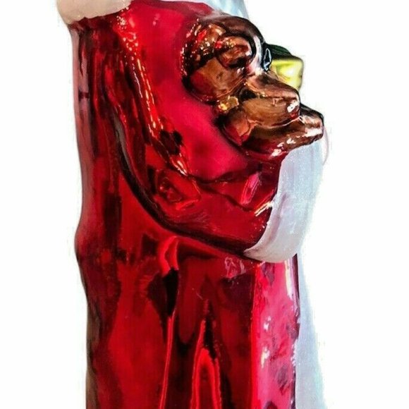 Vintage Glass Santa 12 1/2" Tall Hand Painted Deer - Picture 6 of 10